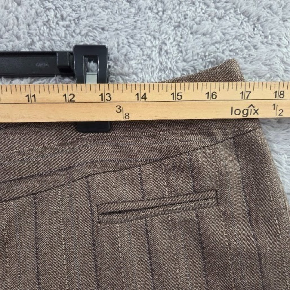Chico's Women's 14 Brown Pinstripe Dress Pants Size 2.5 Straight Wide Leg Cuffed - Picture 6 of 13